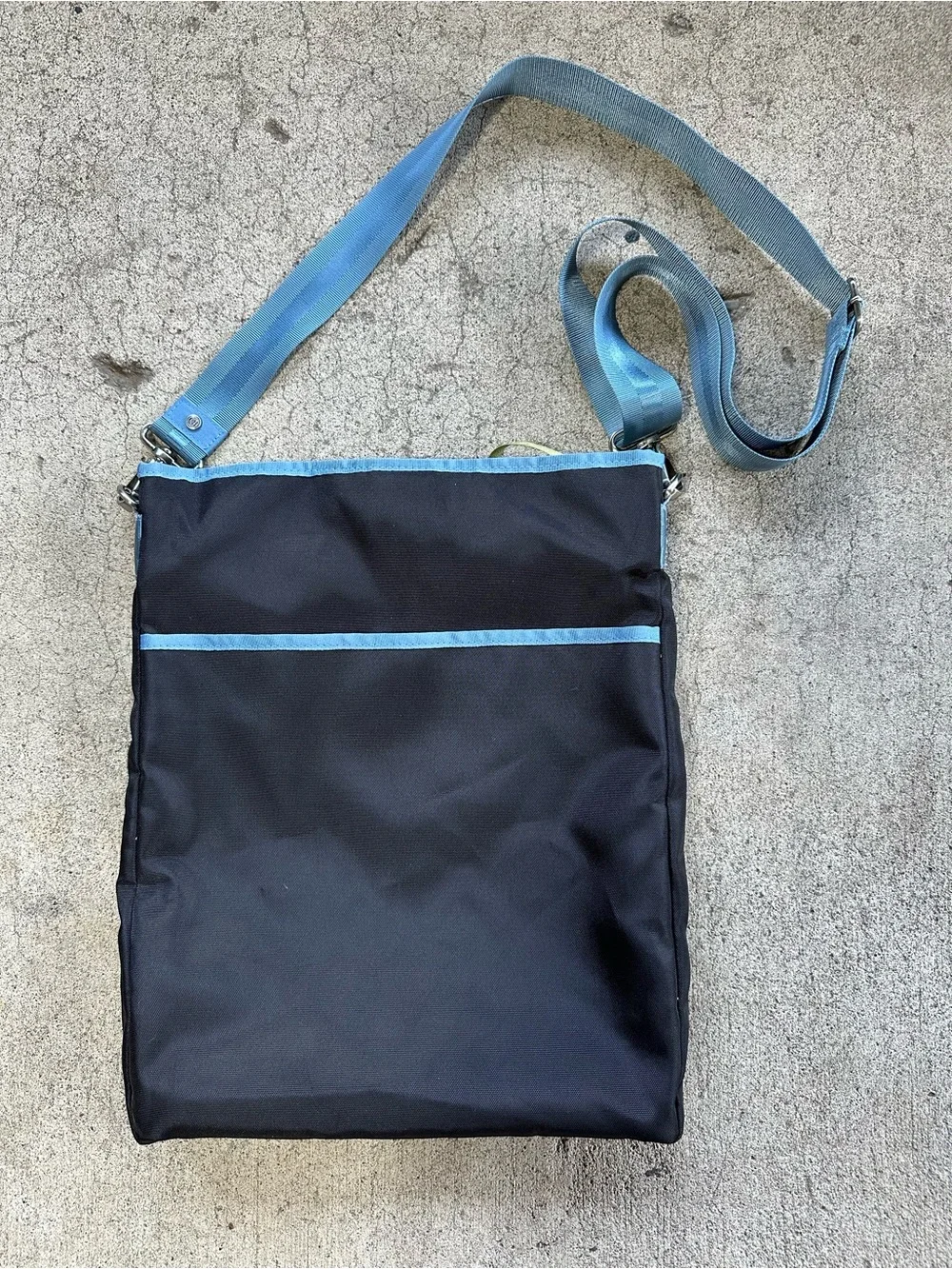 Chelsey Henry Blue Nylon Laptop Messenger Bag